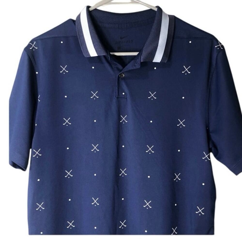 Nike Golf Dri-FIT Polo Shirt, Navy Allover Golf Clubs, Performance, Men's Large